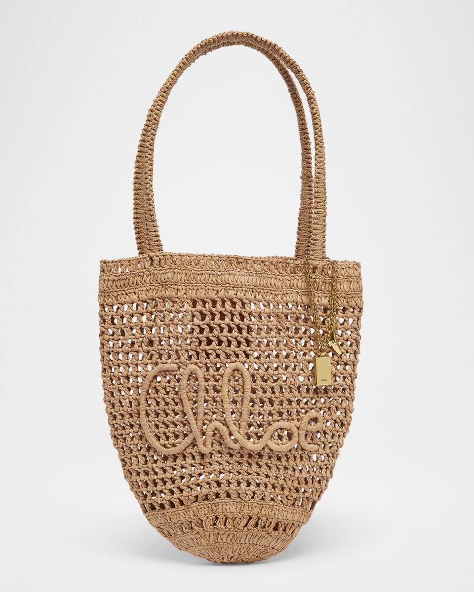 Summer Banana Small Tote Bag in Crochet Paper and Leather